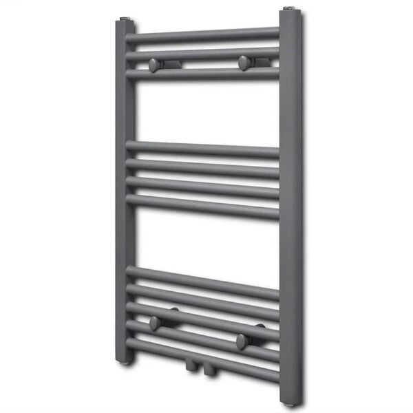 vidaXL Grey Bathroom Central Heating Towel Rail Radiator Straight 19.69 x 30.08"