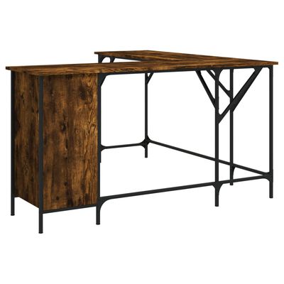 vidaXL Desk Smoked Oak 55.5"x55.5"x29.5" Engineered Wood