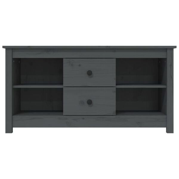 vidaXL TV Cabinet Grey Solid Pine Wood TV Cabinet Rectangular Modern