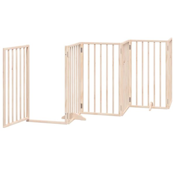vidaXL Dog Gate with Door Foldable 6 Panels 118.1 " Poplar Wood