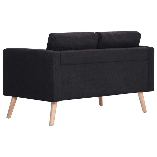 vidaXL Sofa Black Polyester, Wood 2-Seater Removable Covers Sofa