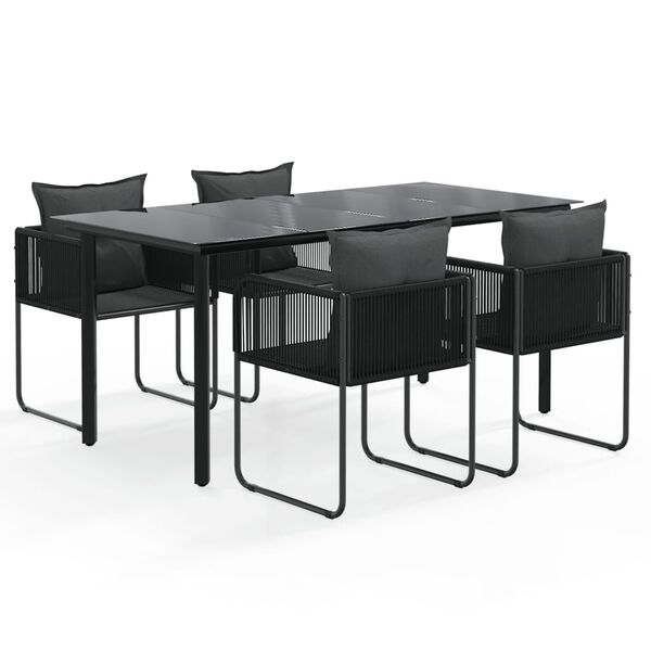 vidaXL Garden Dining Set Black PE Rattan Standard Durable