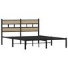 vidaXL Bed Frame Black, Sonoma Oak Iron, Engineered Wood Full Bed Frame