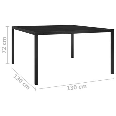 vidaXL Patio Table 51.2"x51.2"x28.3" Black Steel and Glass