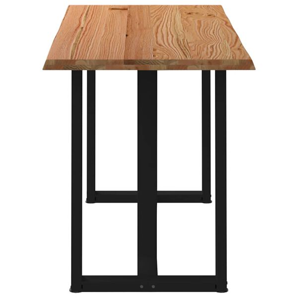 vidaXL Bar Table Light brown, Black Solid oak wood, Powder-coated steel