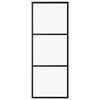 vidaXL Sliding Door 3-Panel ESG Glass and Aluminum 29.9"x80.7" Black