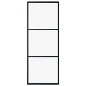 vidaXL Sliding Door 3-Panel ESG Glass and Aluminum 29.9"x80.7" Black