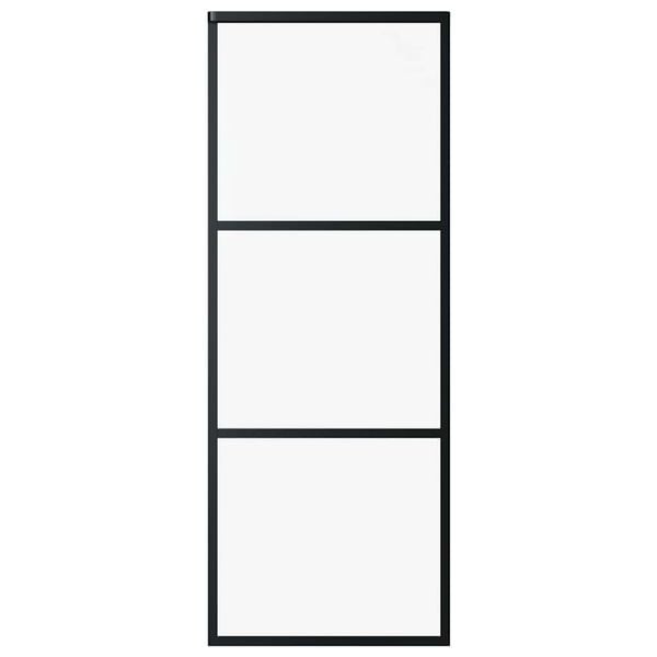 vidaXL Sliding Door 3-Panel ESG Glass and Aluminum 29.9"x80.7" Black