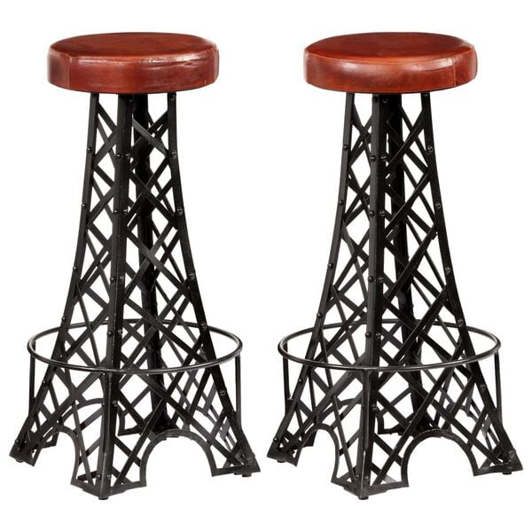 vidaXL Bar Stool Set of 2 Brown and Black