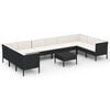 vidaXL Garden Lounge Set Black PE Rattan, Powder-Coated Steel, Polyester