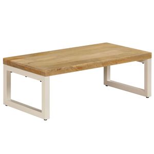 vidaXL Coffee Table Natural wood and white steel Solid mango wood and steel