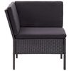 vidaXL Garden Lounge Set Black Poly Rattan, Powder-Coated Steel, Polyester