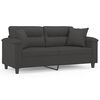 vidaXL 2-Seater Sofa with Pillows&Cushions Dark Gray 55.1" Microfiber Fabric