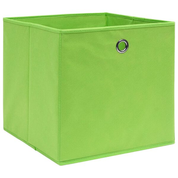 vidaXL Storage Box Set of 4 Green Non-woven fabric 11 in Foldable