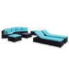 vidaXL Patio Lounge Set Set of 9 Black, Blue