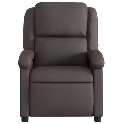 vidaXL Recliner Chair Dark Brown Real Leather