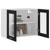 vidaXL Hanging Glass Cabinet Black Engineered Wood, Glass