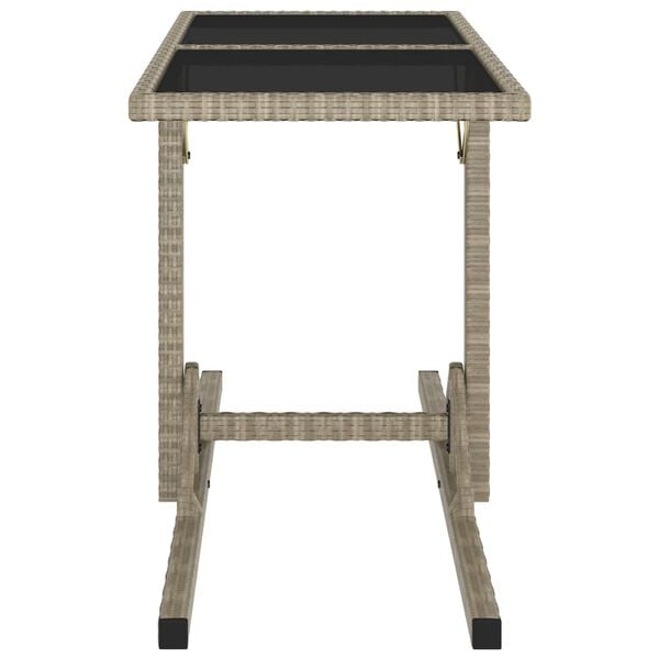 vidaXL Outdoor Table Beige Poly rattan, powder-coated steel, glass