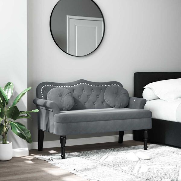 vidaXL Bench Dark Grey Velvet (100% polyester), plywood, solid rubber wood