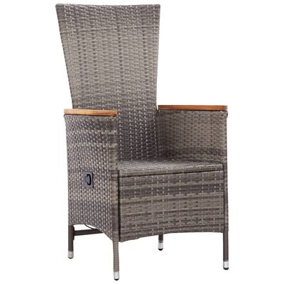 vidaXL Patio Chairs 2 pcs with Cushions Poly Rattan Gray