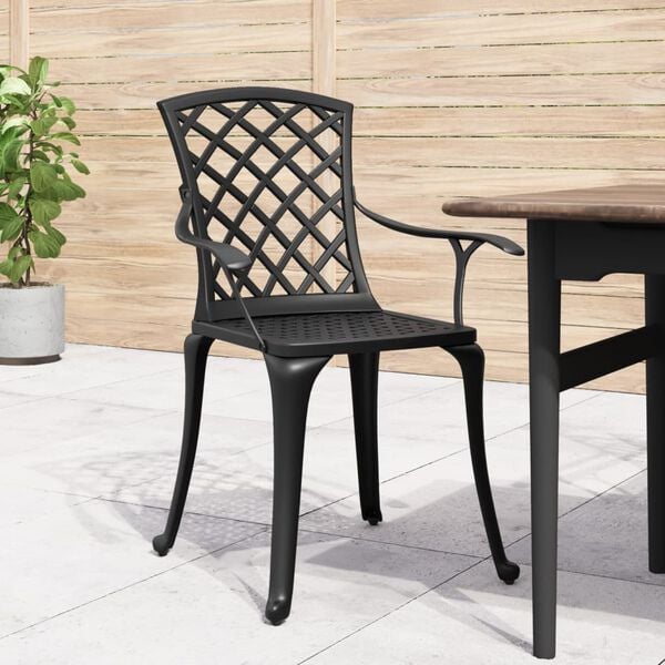 vidaXL Garden Chair Black Cast aluminum Medium Durable Garden Chair