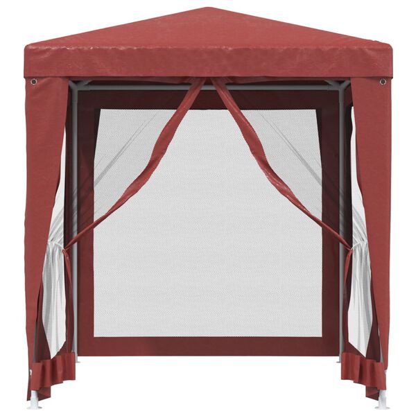 vidaXL Party Tent with 4 Mesh Sidewalls Red 6.6'x6.6' HDPE