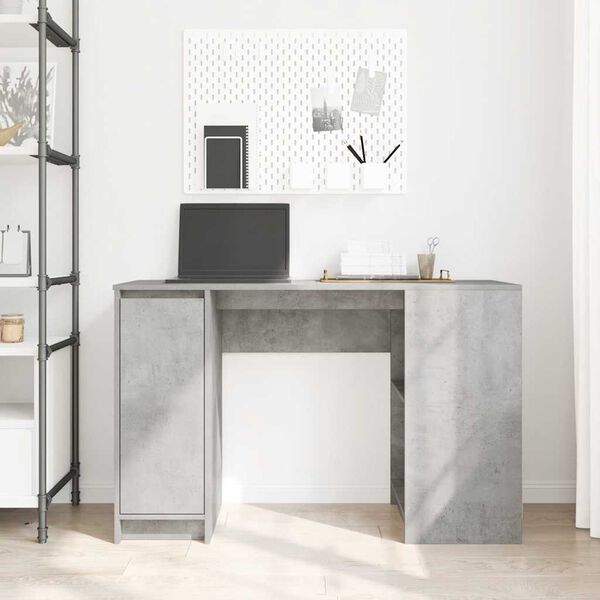 vidaXL Desk Concrete Grey Engineered Wood Medium Desk Rectangular