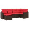 vidaXL 6 Piece Patio Sofa Set with Cushions Brown Poly Rattan