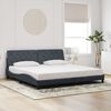 vidaXL Bed Frame with LED without Mattress Dark Gray 76"x79.9" Velvet