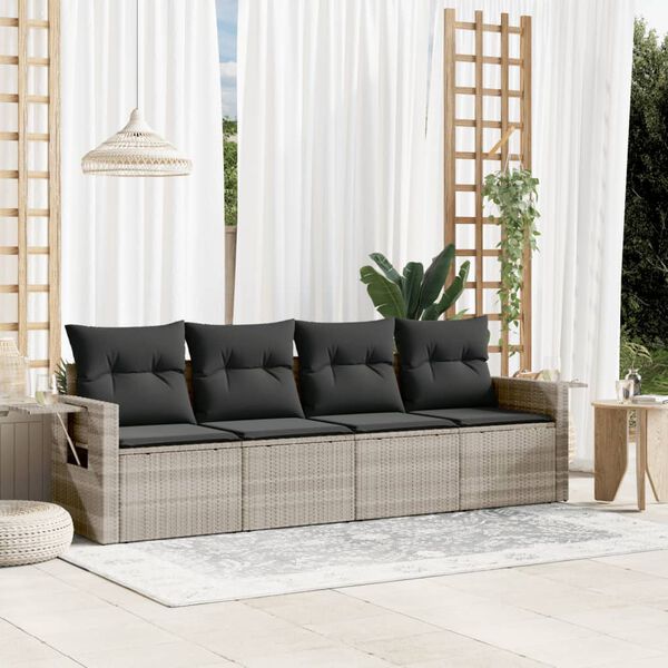 vidaXL Garden Sofa Set Light grey, Dark grey PE rattan Large