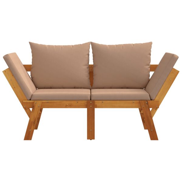 vidaXL Garden Bench Taupe Solid acacia wood, 100% polyester Large