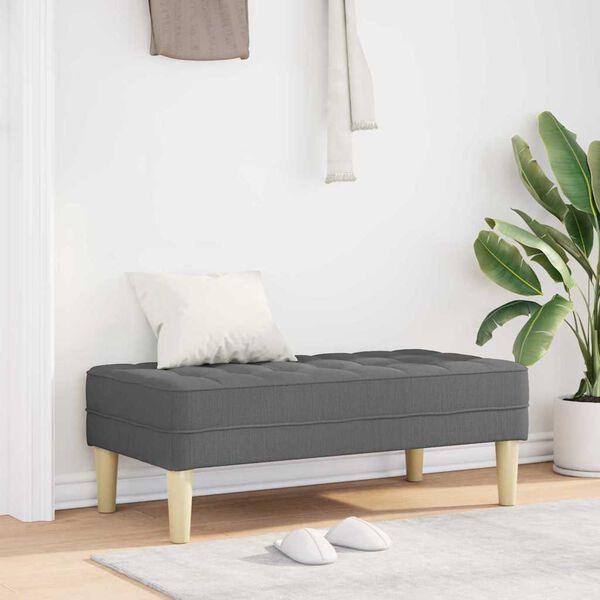 vidaXL Bench with Cushion Dark Grey 44.49 x 22.44 x 15.35 in Fabric
