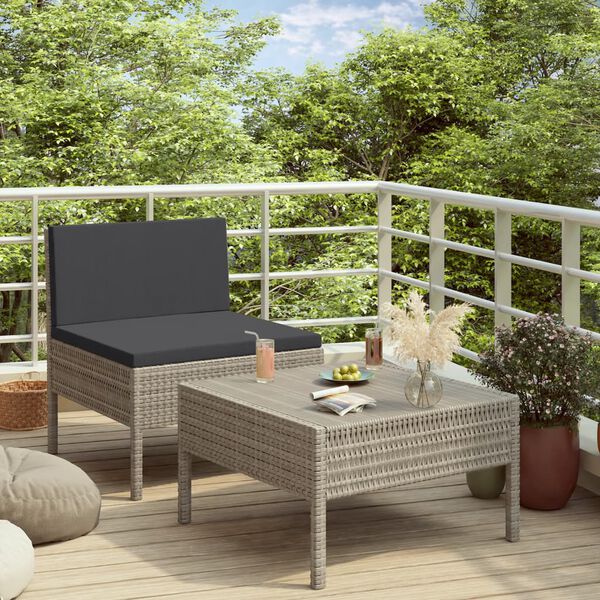 vidaXL Garden Furniture Set Grey and Anthracite PE Rattan Standard