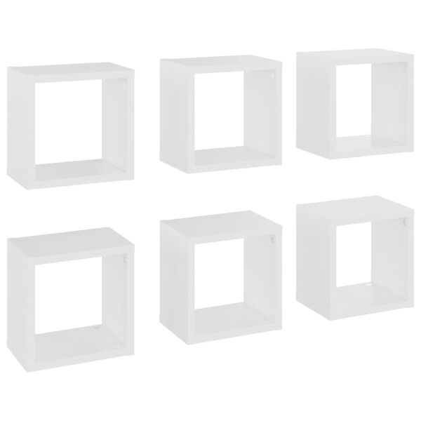 vidaXL Cube Shelf Set of 6 White Engineered wood 8.7x5.9x8.7 in