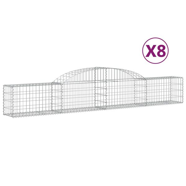 vidaXL Gabion Basket Set of 8 Silver Galvanized Iron Large