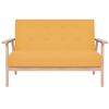 vidaXL Sofa Yellow Polyester, Wooden Frame Compact Sleek Sofa