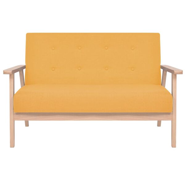 vidaXL Sofa Yellow Polyester, Wooden Frame Compact Sleek Sofa