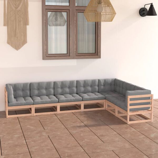vidaXL Garden Lounge Set Natural Wood Solid Pinewood Medium Modular