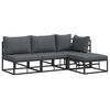 vidaXL Garden Sofa Set with Cushion 4 pcs Black Aluminium