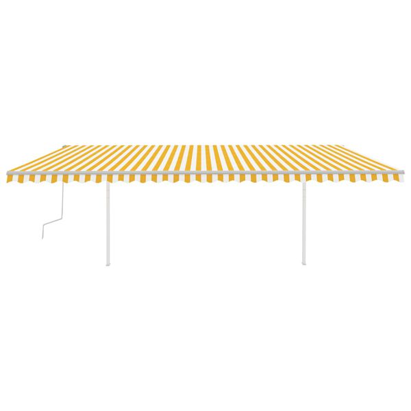 vidaXL Retractable Awning Yellow and White Aluminium, Iron, Polyester