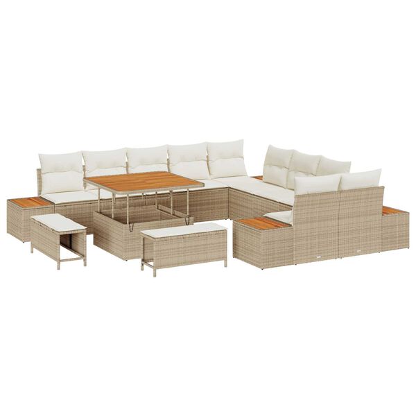 vidaXL Garden Sofa Set 13 pcs Beige Poly Rattan