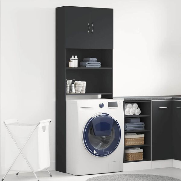 vidaXL Washing Machine Cabinet Black 25.2x9.4x74.8" Engineered Wood