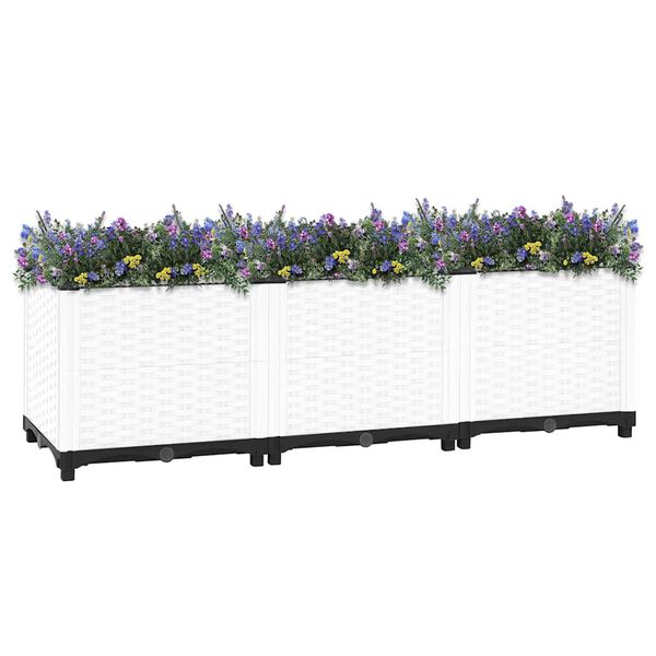 vidaXL Raised Bed White Polypropylene 47.2 x 15.7 x 15.0 in Durable