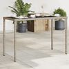 vidaXL Garden Table Grey Poly Rattan, Tempered Glass, Powder-Coated Steel