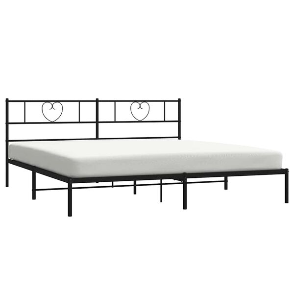 vidaXL Bed Frame Black Powder-Coated Steel Super King Bed Frame