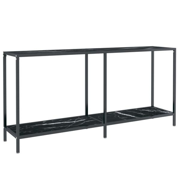 vidaXL Console Table Black Tempered Glass 63 x 13.8 x 29.7 in