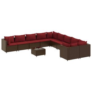 vidaXL Patio Sofa Set Set of 10 Brown, Cinnamon red
