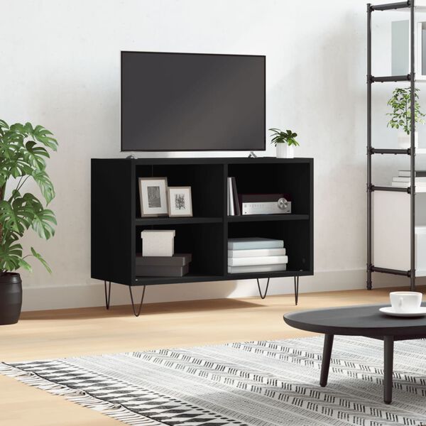 vidaXL TV Cabinet Black Engineered wood, iron 27.4 x 11.8 x 19.7 in