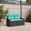 vidaXL Garden Sofa Black 123 x 62 x 69cm poly rattan