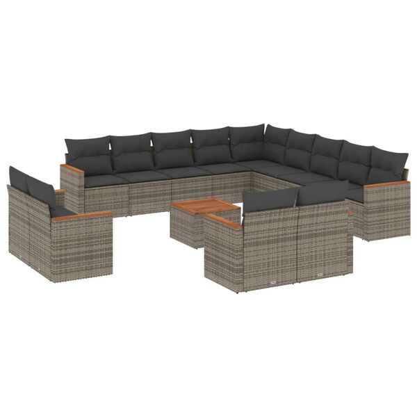 vidaXL Garden Sofa Set Grey Poly Rattan Large Modular Garden Sofa Set